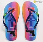Chinela Estampada Feminina Pro Life Pro God Pro Gun - Pro-armas Bragun