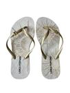 Chinelo com palmilha solar estampada lança perfume