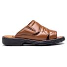 Chinelo Comfort Masculino em Couro Caramelo