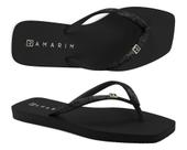 Chinelo de Dedo Feminino Solarize Com tiras de Glitter e Bico Quadrado da RAMARIM Ref: 23-1133