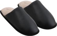 Chinelo de inverno masculino Stuf-Pantufa masculino-Chinelo de quarto macio e peluciado Preto