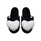 Chinelo de Quarto 33/34 Poliéster Love Preto e Branco Basic+ Antiderrapante