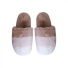 Chinelo de Quarto 39/40 Poliéster Listras Bege Basic+ com Forro Pelúcia