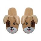 Chinelo de Quarto Infantil 27/28 Poliéster Cachorro Cinza Basic+ Macio