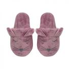 Chinelo de Quarto Infantil 29/30 Poliéster Lilás Gato Basic+ Antiderrapante