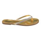 Chinelo dourado com tiras de brilho prata santa flor 110015s