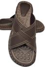 Chinelo Em Couro Legítimo Com Tiras Cruzadas Ortopédica Antistress Macies e Conforto