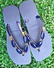 Chinelo Feminino Azul Luxuoso com Pedras Brilhantes Antiderrapante