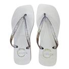 Chinelo Feminino Básico Branco Conforto Bico QuadradoTira Brilho Chinelo Feminino Básico Branco Conforto Bico QuadradoTira Brilho