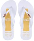 Chinelo feminino coca cola botella metalica cc3736 branco