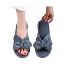 Chinelo Feminino Com Laço, Salto Baixo, Respirável, Antiderrapante, Aberto Na Frente, Sola Macia,