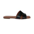 Chinelo Feminino de Couro Preto e Marrom 99201