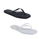 chinelo feminino de dedo casual bico quadrado KIT 2 PARES confortavel 33 ao 40