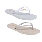 chinelo feminino de dedo casual bico quadrado KIT 2 PARES confortavel 33 ao 40