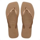 Chinelo Feminino Dedo Havaianas Sl Sq Logo Met Fc Dourado