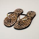 Chinelo Feminino em Animal Print com Tiras Finas e Solado Redondo - Rafitthy - Onça e Preto