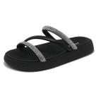 Chinelo Feminino Flatform Strass Moderna Casual Moleca