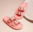 Chinelo Feminino Marrocos Slide com Fivela Dourada Estiloso, Confortável e Anatômico