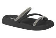 Chinelo Feminino Moleca Flatform Slide Glamour Strass Brilho