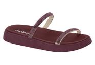 Chinelo Feminino Moleca Flatform Slide Glamour Strass Gliter