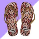 Chinelo Feminino Mosaico Dourado PVC