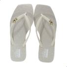 Chinelo Feminino Ramarim Bico Quadrado Bege/Crudo