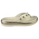 Chinelo Feminino Ramarim Plataforma Conforto Cor:Off-White/DouradoTamanho:34