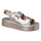Chinelo feminino sandália plataforma flatform com fivela lolla maria off-white dourado preto