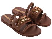 Chinelo Feminino Slide Ipanema Metal Glam Marrom/Cobre/Laranja