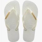 Chinelo Feminino Top Logo Metálico Dourado Havainas - Branco