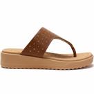 Chinelo Feminino Usaflex Couro Anabela Palmilha Confort Cor:MarromTamanho:36