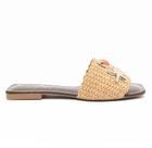 Chinelo Flat Sapato Da Corte Palha Fundo Do Mar