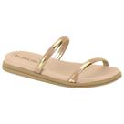 Chinelo Flatform Tira Dupla Metalizada Dourado Tan Bege Beira Rio 8488.105