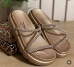 Chinelo Flatform Tiras Strass Cristal Silver Branco Off Vizzano 6459.118