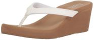 Chinelo Flojos Olivia feminino com cunha branca/castanha com 7 cm de salto