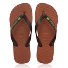Chinelo Havaianas Brasil Logo - Ferrugem Café Tamanho:43/44Cor:MarromGênero:Feminino