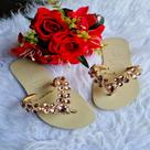 Chinelo Havaianas Customizado com Pedraria Rosé Flor
