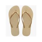 Chinelo Havaianas De Dedo Slim Lisa Areia/Dourado Claro