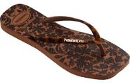 Chinelo Havaianas Feminino Slim Square Velvet Veludo Floral