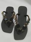Chinelo havaianas original com pedraria preta de luxo