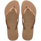 Chinelo Havaianas Slim Logo Metallic Feminino - Bege