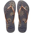 Chinelo Havaianas Slim Nautical Feminino - Azul e Dourado