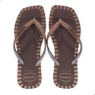 Chinelo Havaianas Slim Square Glitter Contour Café