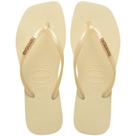 Chinelo Havaianas Slim Square Logo - Feminino - Creme - 3334