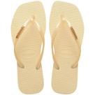 Chinelo Havaianas Slim Square Logo Metallic Feminino - Creme