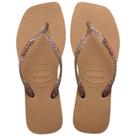 Chinelo Havaianas Slim Square Logo Metallic Rose Gold