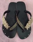 Chinelo havaianas top preto com peça folha 37/38