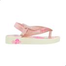 Chinelo Infantil Bebê de Menina Ipanema Bege Glitter Rosa