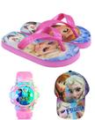 Chinelo infantil ,boné e relógio digital frozen masculino menino , sua filha merece este presente
