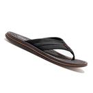 Chinelo masc preto, tecido c/ detalhes em couro - , solado borracha preto 37
